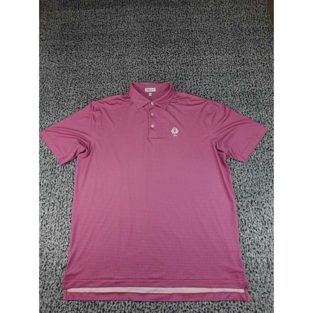 Peter Millar Polo Shirt Mens XL Pink Summer Comfort Hatford Golf Club 1896 Crest